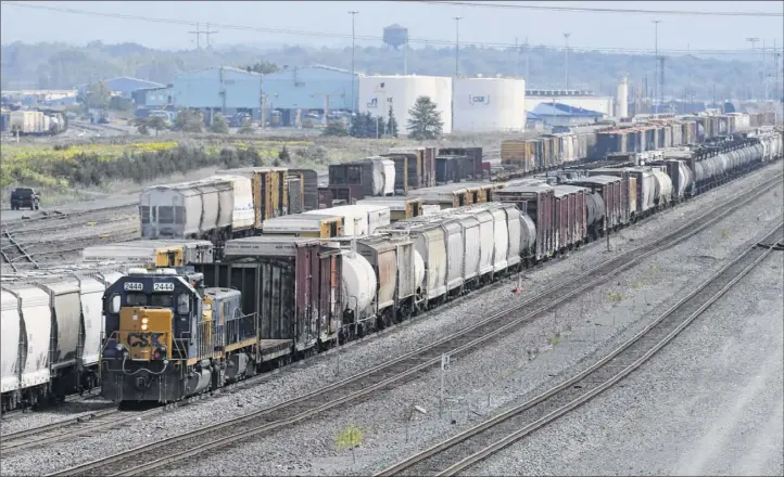  ?? Will Waldron / Times Union ?? Rail freight is moved through the Selkirk CSX railyard near Feura Bush Road in Feura Bush. The deadline for a high speed rail study in New York has been pushed back a year.