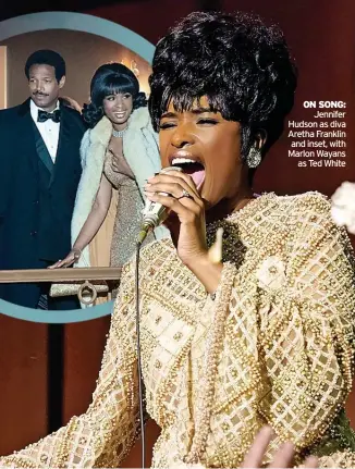  ??  ?? ON SONG: Jennifer Hudson as diva Aretha Franklin and inset, with Marlon Wayans as Ted White