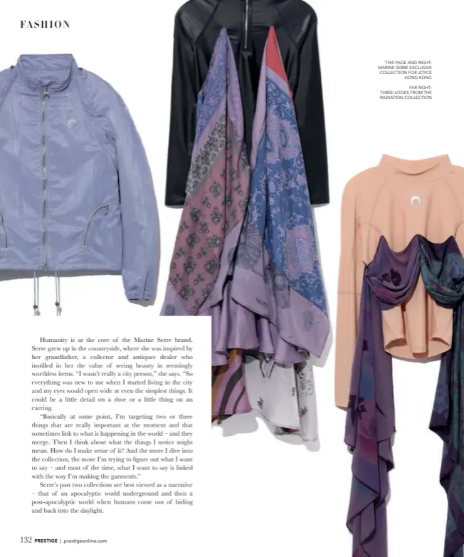  ??  ?? THIS PAGE AND RIGHT: MARINE SERRE EXCLUSIVE COLLECTION FOR JOYCE HONG KONG
FAR RIGHT: THREE LOOKS FROM THE RADIATION COLLECTION