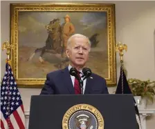  ?? AP ?? in
BUYER’S REMORSE? President Biden speaks on the economy in the Roosevelt Room of the White House Washington, D.C., on Saturday. Despite running on promises of decency, transparen­cy and stimulus checks, people have yet to see any of those.