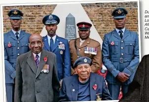 ?? ?? Duty...Neil and, left, at London’s African and Caribbean War Memorial
