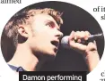  ??  ?? Damon performing with Blur in Cardiff in December 1997