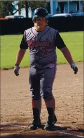  ??  ?? Clear Lake’s Jonathon Werner stands at third base after tripling home two runs in the top of the third inning to give the Cardinals a 3-0 lead over Kelseyvill­e on Friday afternoon at Lloyd Larson Field. Clear Lake went on to win 7-3.