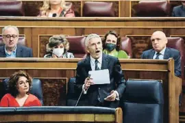  ?? Gustavo Valiente / EP ?? El ministro del Interior, Fernando Grande-Marlaska, en el Congreso