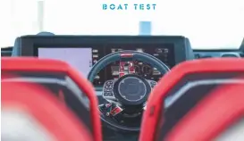  ??  ?? B for Brabus: Brabus touches are dotted all over the boat; the standard multi-function steering wheel feels classy and places the thruster and audio controls beneath the driver’s thumbs