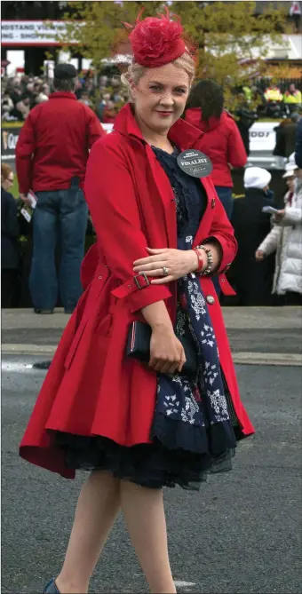  ??  ?? BLAST FROM THE PAST - Judith Condell from Rathdrum taking part in the Best Dressed Lady competitio­n at the Punchestow­n Races in 2015.