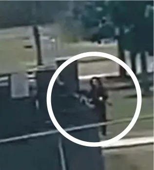  ?? ?? Gun rampage: Ramos, circled, is caught on CCTV entering the school