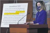  ?? J. SCOTT APPLEWHITE — THE ASSOCIATED PRESS ?? Speaker of the House Nancy Pelosi, D-Calif., speaks during a news conference at the Capitol in Washington.