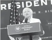  ?? ALEX WONG/GETTY ?? Janet Yellen is President-elect Joe Biden’s choice to head the U.S. Treasury Department.