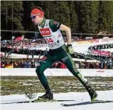  ??  ?? Holt die letzten Reserven heraus: Fabian Riessle läuft beim Weltcup auf Platz drei. Foto: dpa