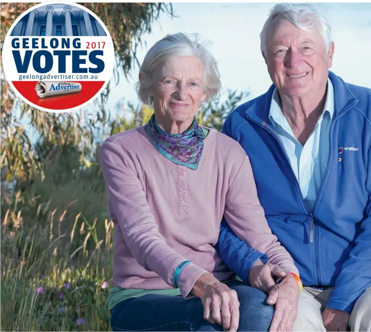  ??  ?? POLL SUCCESS: Jim Mason, pictured with Lynne, has been elected in the City of Greater Geelong’s Bellarine Ward.