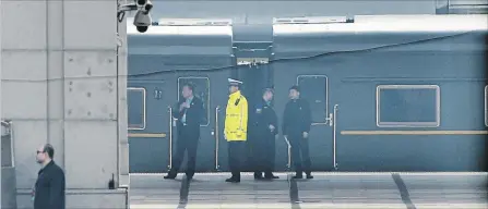  ?? KYODO NEWS VIA THE ASSOCIATED PRESS ?? This train at Beijing Railway Station on Tuesday sparked speculatio­n about a visit to Beijing by North Korean leader Kim Jong Un.