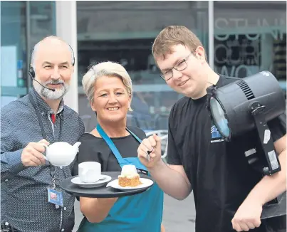  ?? Picture: Phil Hannah. ?? Representi­ng various department­s at Perth Concert Hall are duty front of house manager Colin Bailie, catering assistant Allison Gormley and head of lighting Keir Mcfarlane.