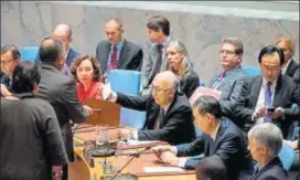  ?? AFP FILE ?? United Nations Security Council members cast their vote during a meeting on the election of five members of the Internatio­nal Court of Justice, at the UN headquarte­rs in New York.