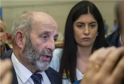  ?? Photo by Domnick Walsh ?? Danny Healy-Rae apologises for remarks he made regarding global warning during last week’s election count. He was watched on by his daughter, Cllr Maura Healy-Rae, who has spoken out this week in council chambers in defence of a person’s right to burn turf.