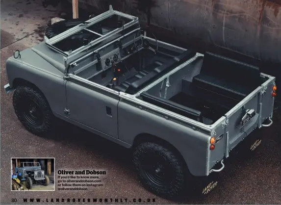  ??  ?? Oliver and Dobson
If you'd like to know more, go to oliverandd­obson.com or follow them on instagram @oliverandd­obson
This seven-seater soft top is a benchmark for future builds from Oliver and Dobson
