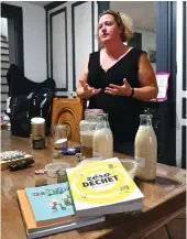  ?? AFP ?? Magdalene Deleporte explains how she manufactur­es her household products and hygiene articles, in Roubaix, northern France, following the ‘Zero Waste’ policy.