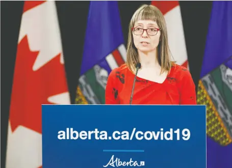  ?? IAN KUCERAK ?? Dr. Deena Hinshaw, Alberta’s chief medical officer, said of the province’s 690 confirmed COVID-19 cases, there have been 94 recoveries.