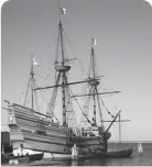  ??  ?? The Mayflower II is a replica of the 1620 ship. It is shown here docked at Plymouth, Massachuse­tts.