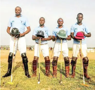  ??  ?? Host team, NSK polo team led by Turaki Kebbi, Nura Kangiwa lined up for action during the inaugural edition of the Argungu tournament. Kebbi State is agog for the internatio­nal polo-cultural festival.