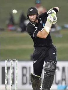  ?? — AFP ?? New Zealand’s Martin Guptill plays a shot during the first ODI against Bangladesh in Napier on Wednesday.