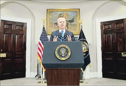  ?? KEVIN LAMARQUE / REUTERS ?? El presidente de EE.UU., Joe Biden, ayer en una comparecen­cia en la Casa Blanca