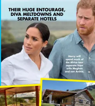  ??  ?? Harry will spend much of the Africa tour separate from wife Meghan and son Archie.