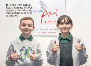  ??  ?? Pupils from Lunt’s Heath Primary School enjoying their day at the Catalyst Museum in Widnes