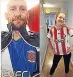  ??  ?? TOGETHER Toons’ Calum, Derby fan, Hartlepool pair and fan on a Sunderland bus