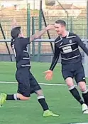  ??  ?? Against the odds Stewart Hall celebrates Glencairn’s third goal