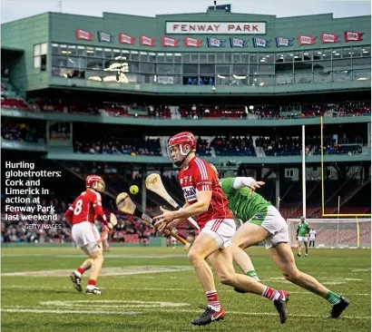  ??  ?? Hurling globetrott­ers: Cork and Limerick in action at Fenway Park last weekendGET­TY IMAGES