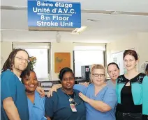  ?? ST. MARY’S HOSPITAL ?? A photo in St. Mary’s Hospital’s 2014 annual report shows a bilingual sign at the Stroke Unit.