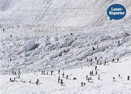  ??  ?? Die Lawine verschütte­te gestern Nachmittag die Skipiste Kandahar im Skigebiet von Crans-Montana.