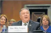  ?? REUTERS ?? Mike Pompeo testifies before a Senate foreign relations committee confirmati­on hearing on April 12.