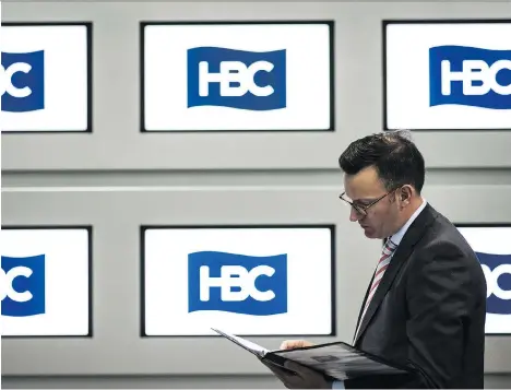  ?? CHRISTOPHE­R KATSAROV/THE CANADIAN PRESS ?? HBC expects to close the Rhone investment next week after striking a deal with Land &amp; Buildings. Both parties had clashed over the sale of Lord &amp; Taylor Fifth Avenue building to WeWork Property Advisors, a joint venture between WeWork and Rhone.