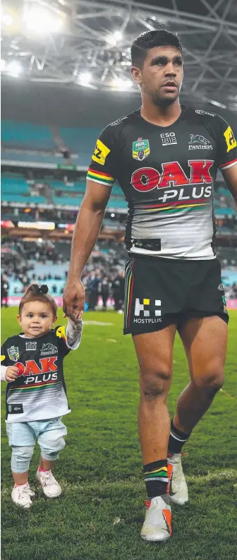  ?? Picture: GETTY IMAGES ?? Tyrone Peachey with daughter Penelope after a recent NRL game.