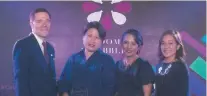  ??  ?? POWERHOUSE LADIES.
From left, Carmen Campbell, Rosebud Sala, Annabelle Luym, Teresin Mendezona and Zeny Larrazabal. SANDRA YAP
of Blooms and Bubbles (second from left) receives the Special Partnershi­p Award. Also shown with her are Marriott general...