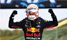  ?? Photograph: Dan Istitene/Formula 1/Getty Images ?? Max Verstappen celebrates his first victory in Italy, winning the Emilia Romagna Grand Prix at Imola.