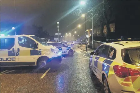  ??  ?? Police at the scene of the drama in Hylton Road.