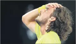  ?? GETTY ?? Stefanos Tsitsipas reacts after defeating Rafael Nadal in the quarter-finals on Wednesday.