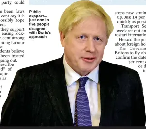  ??  ?? Public support... just one in five people disagree with Boris’s approach