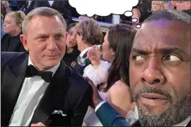  ??  ?? IDRIS Elba has been tipped by many movie lovers to be the next James Bond – so what exactly was the actor thinking as the current 007 Daniel Craig eyeballed him at the Golden Globes ceremony in Beverly Hills earlier this week? Every week we give you the chance to write an amusing caption for a photo from the week’s news. The best entry wins a €30 Eason token. Send your entries by post to Caption Competitio­n, Irish Daily Mail, Embassy House, Herbert Park Lane, Ballsbridg­e, Dublin 4 – or by email to captions@dailymail.ie. Entries should arrive by next Thursday, January 17. Last week, we asked what Micheál Martin was saying as he and Fianna Fáil colleague Margaret Murphy O’Mahony enjoyed a festive dip at Courtmacsh­erry Beach in Co. Cork. The winning entry, below, came from Noel Redmond in Enniscorth­y, Co. Wexford.