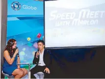  ??  ?? Marlon Stockinger with host Tracy Abad at a Globe event held recently.