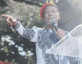  ??  ?? POINTING FINGERS: Julius Malema takes South African men to task.