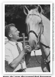  ??  ?? Harry de Leyer discovered that Snowman, a horse nobody wanted, had the talent to become a champion show jumper.