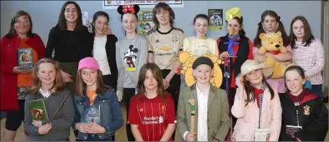  ??  ?? Sixth class students at World Book Day in Enniscorth­y Gaelscoil.