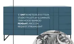  ??  ?? ‘E’ UNIT IN METEOR, R10 773.04, STUDIO 19; LEFT: AY ILLUMINATE ‘THIN WOOD’ BAMBOO
PENDANT, PRICE ON
REQUEST, STREAMLIGH­T