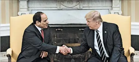  ?? BRENDAN SMIALOWSKI/GETTY-AFP ?? Since ousting an elected leader, Egypt’s President Abdel-Fattah el-Sissi has been embraced by Western leaders, including President Donald Trump.