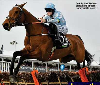  ?? SPORTSFILE ?? Deadly duo: Rachael Blackmore aboard Honeysuckl­e