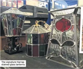  ??  ?? The signature Harrap stained glass lanterns